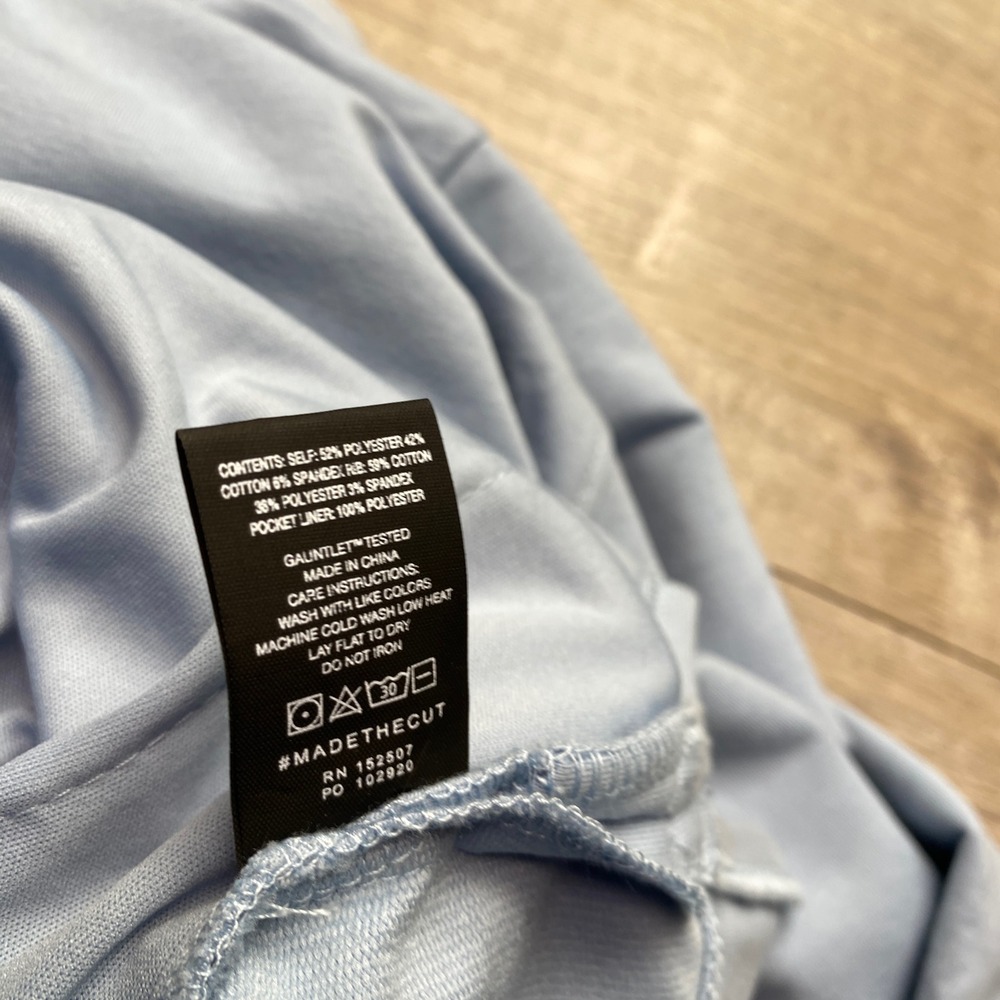 Cuts Hoodie Split-Hem Mens Medium Light Blue Polyester Cotton Blend Pullover - Picture 4 of 9
